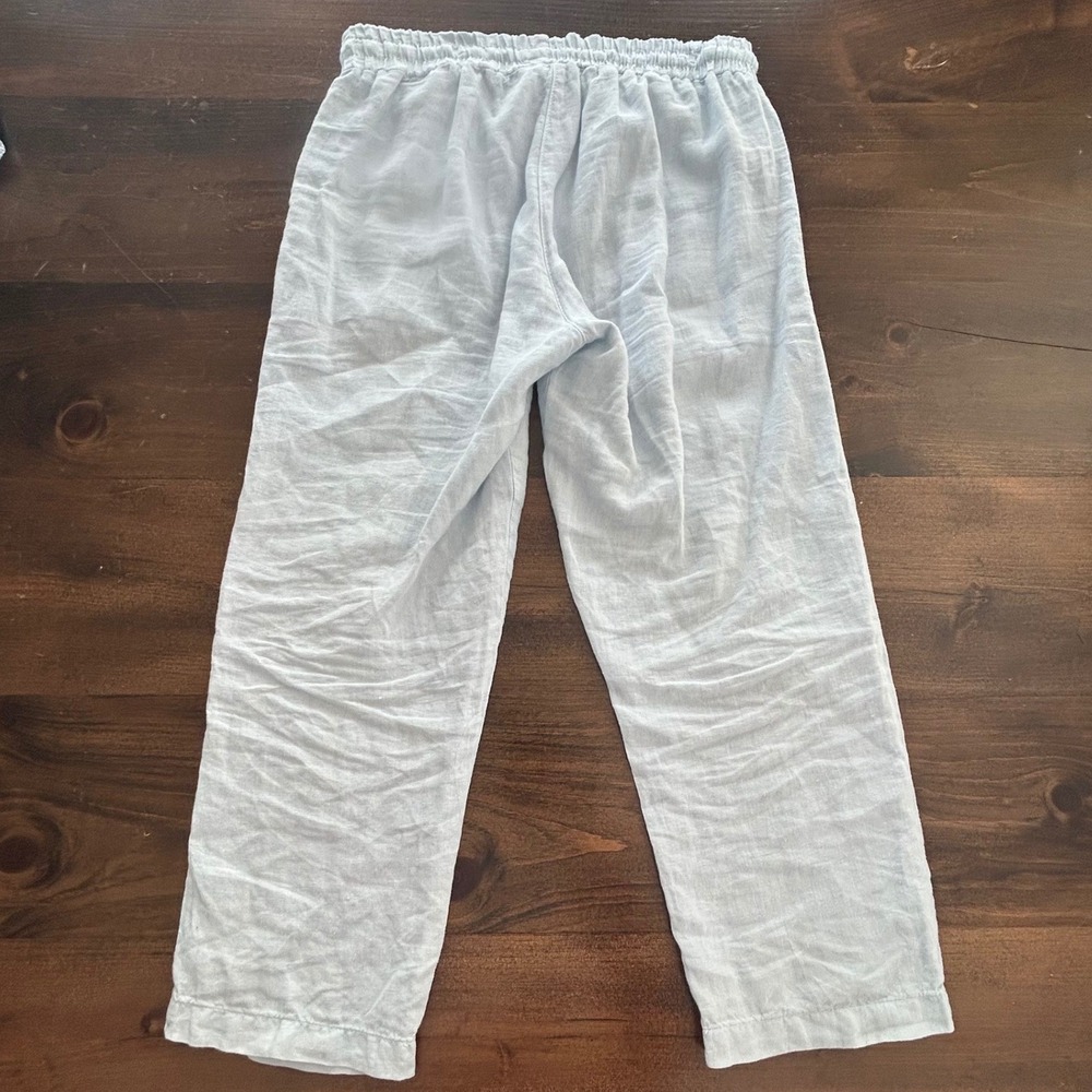Dolcezza‎ 100% Linen Drawstring Waist Pants Lightweight Casual Blue Size Small - Picture 4 of 6